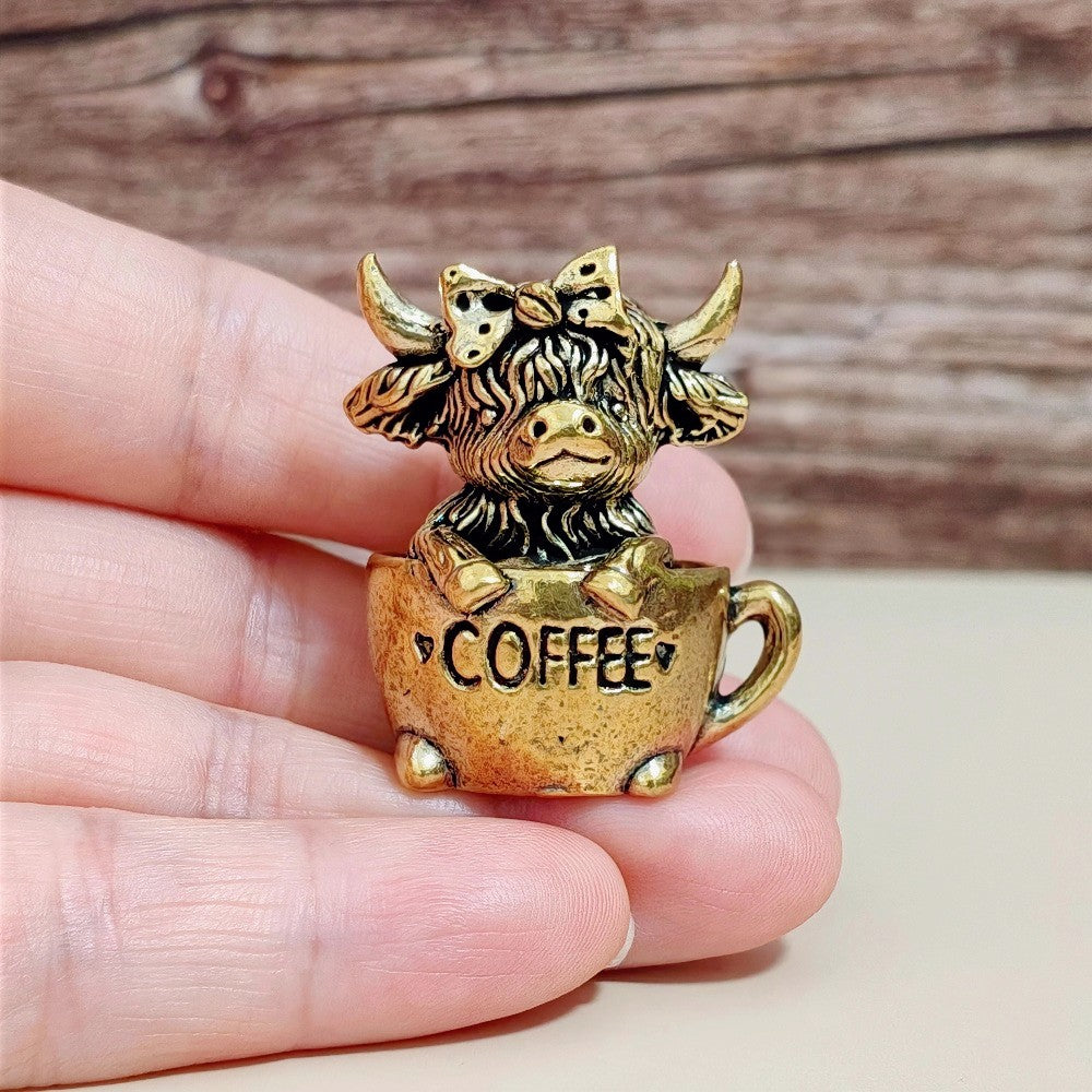 Highland Cow Coffee Cup Charm