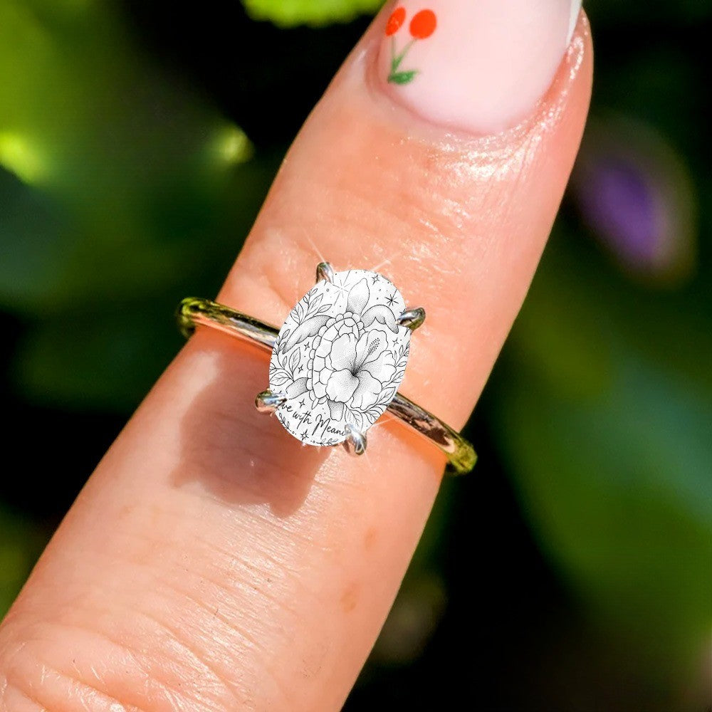 Floral Sketch Oval Ring