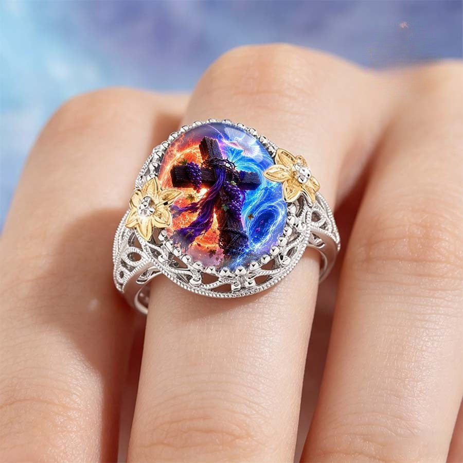 Cross & Dove Statement Ring