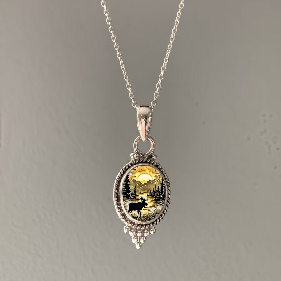Moose Mountain Scene Necklace