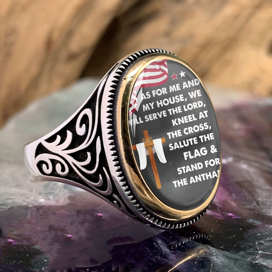 Patriotic Faith Oval Ring