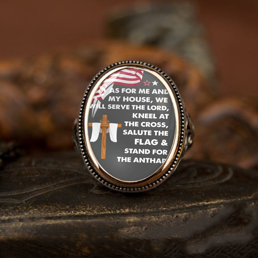 Patriotic Faith Oval Ring