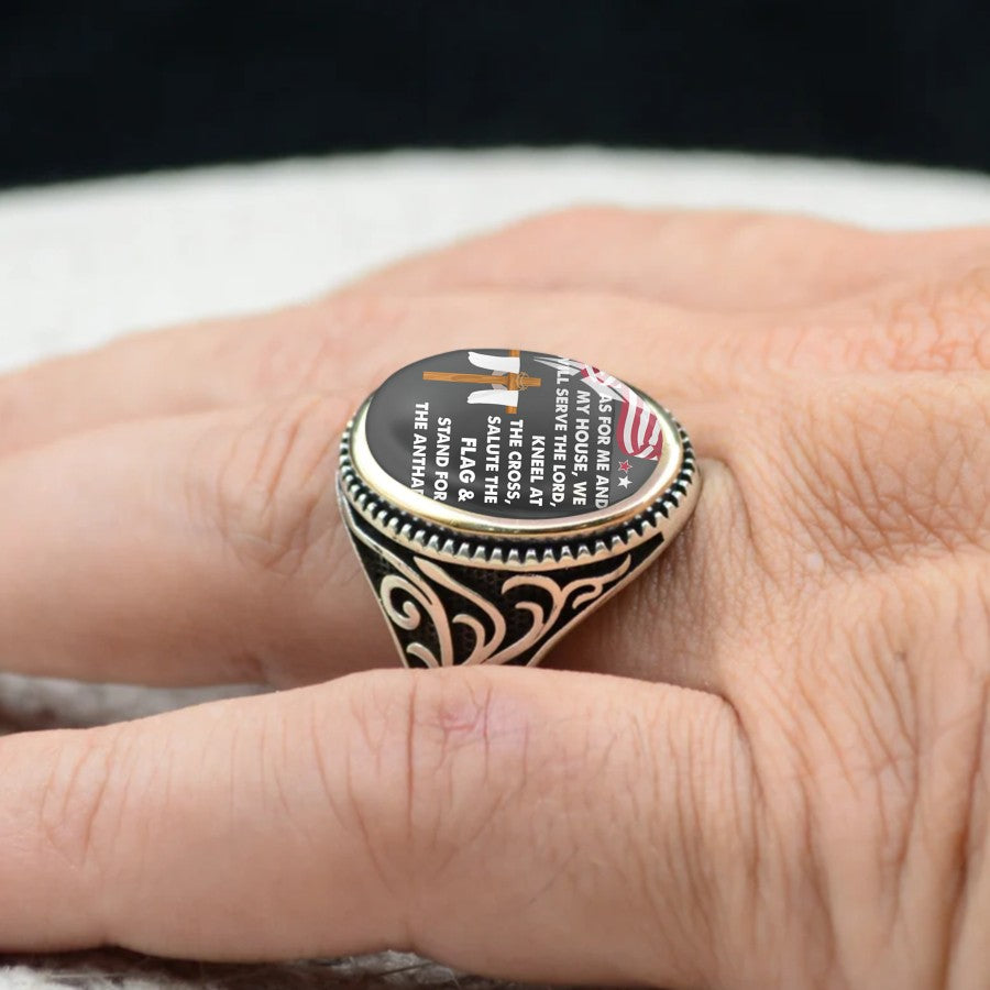Patriotic Faith Oval Ring