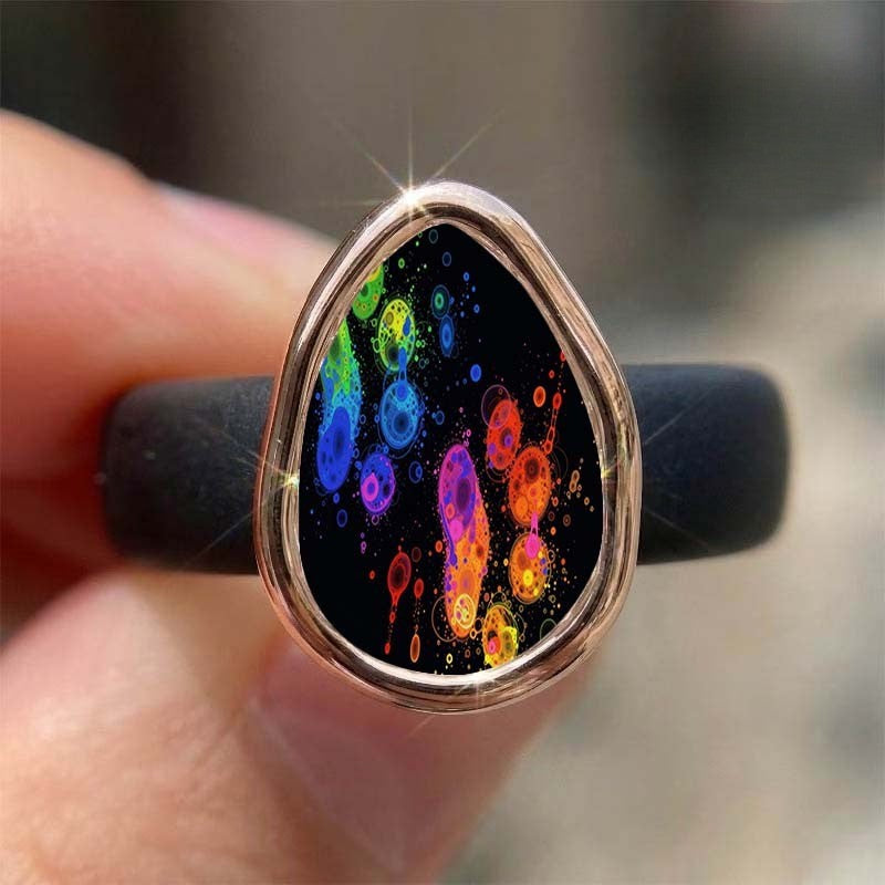 Colorful Abstract Teardrop Ring