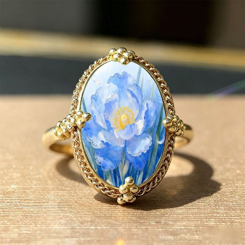 Blue Iris Oval Ring
