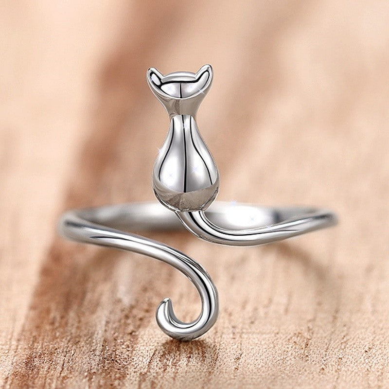 Sitting Cat Open Ring