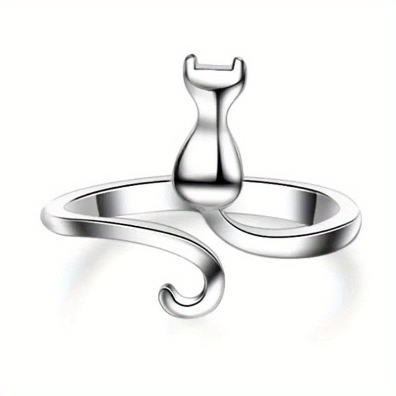 Sitting Cat Open Ring