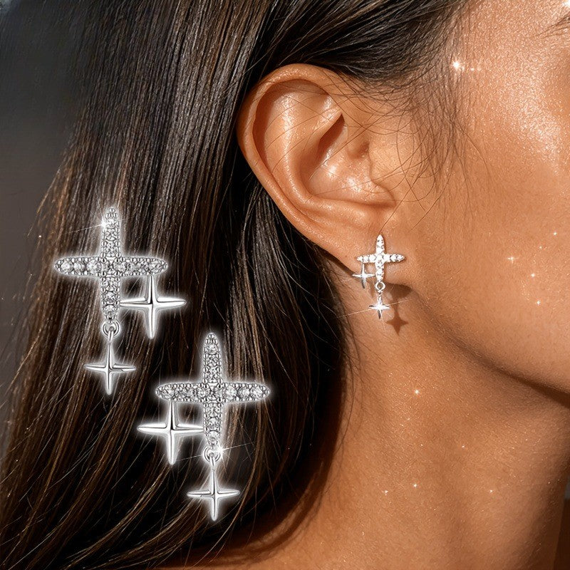 Crystal Cross Star Dangle Earrings