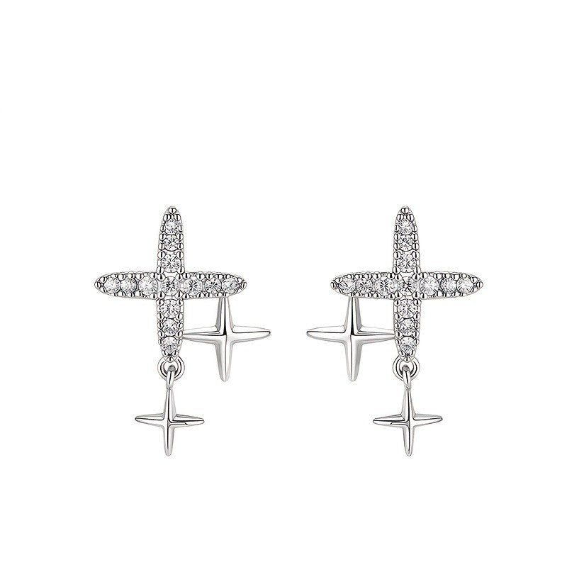 Crystal Cross Star Dangle Earrings