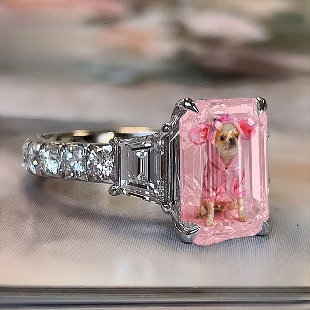 Pink Piglet Dog Square Ring