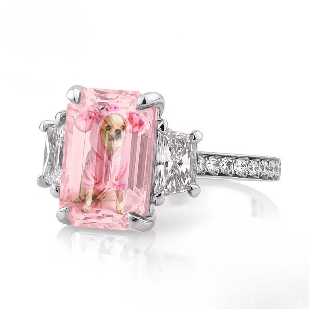Pink Piglet Dog Square Ring