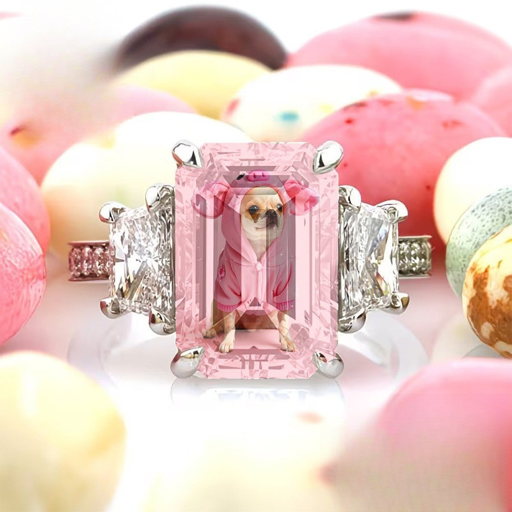Pink Piglet Dog Square Ring