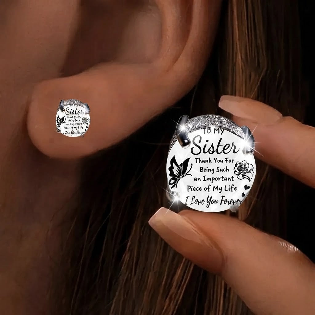 Sister Message Stud Earrings