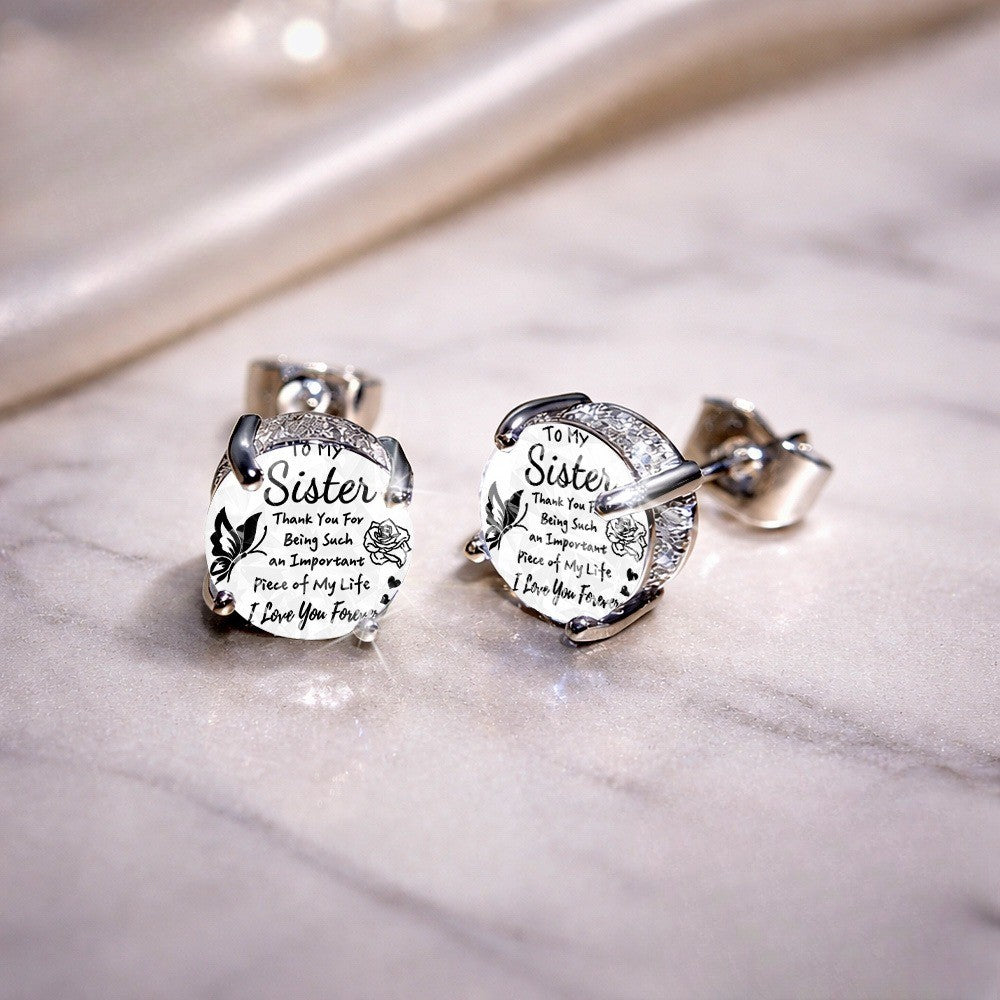 Sister Message Stud Earrings