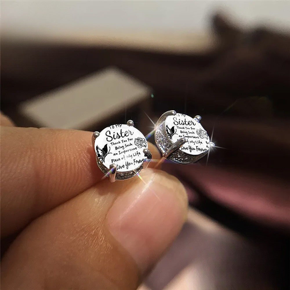 Sister Message Stud Earrings