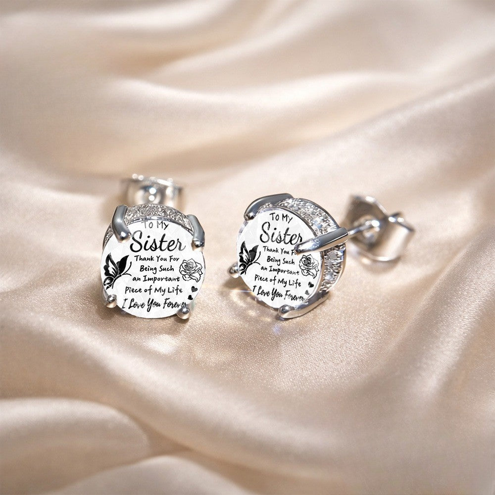 Sister Message Stud Earrings