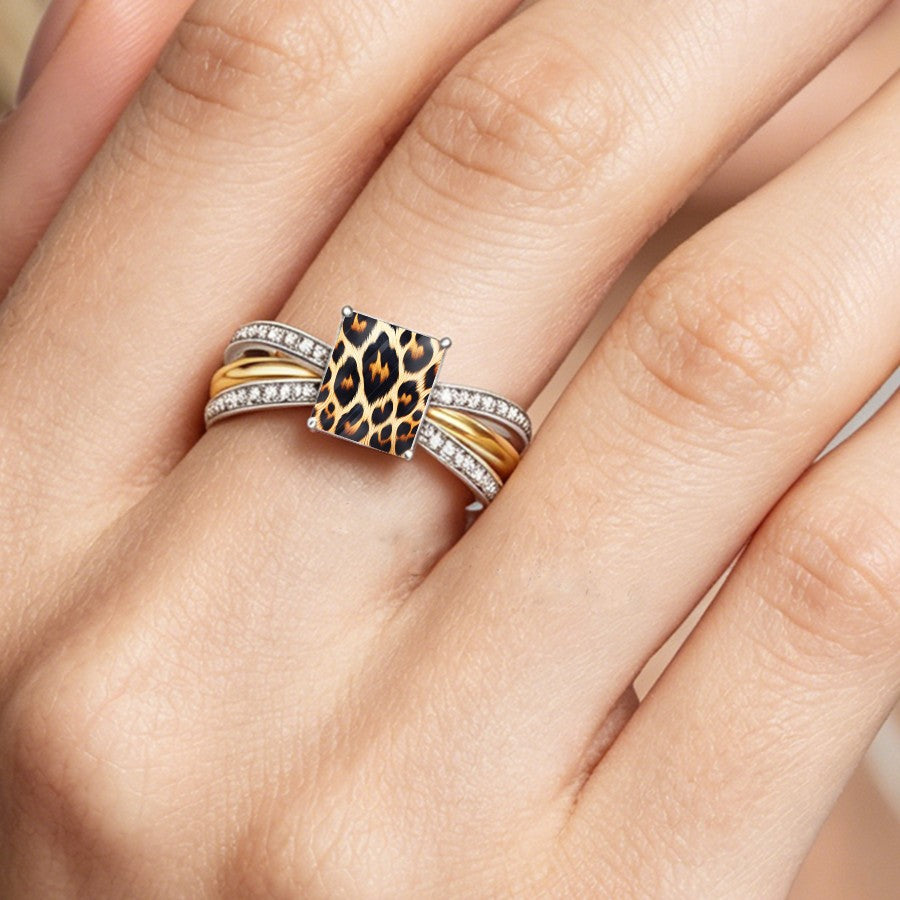 Leopard Print Split Band Ring