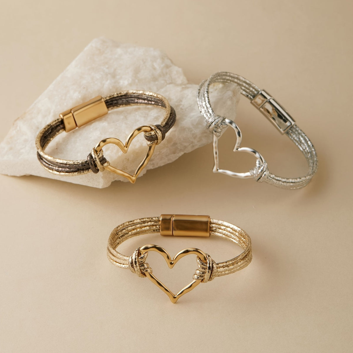 Knotted Heart Leather Bracelet