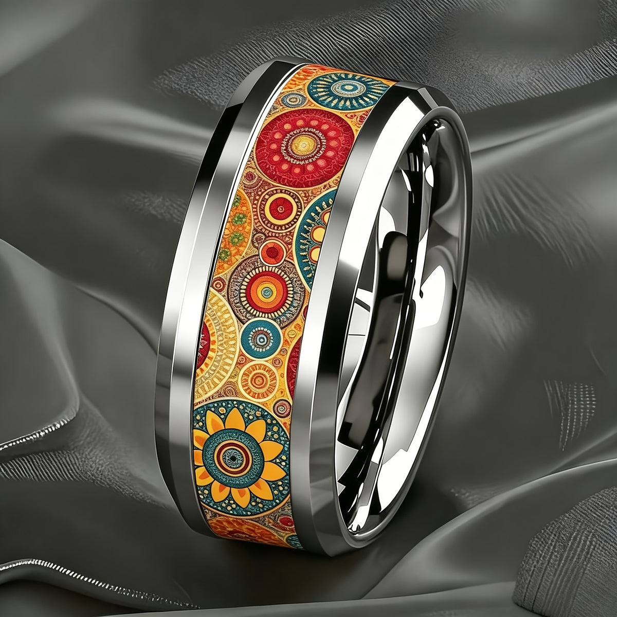 Colorful Sunflower Mandala Ring