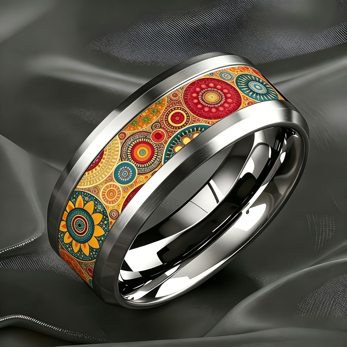 Colorful Sunflower Mandala Ring
