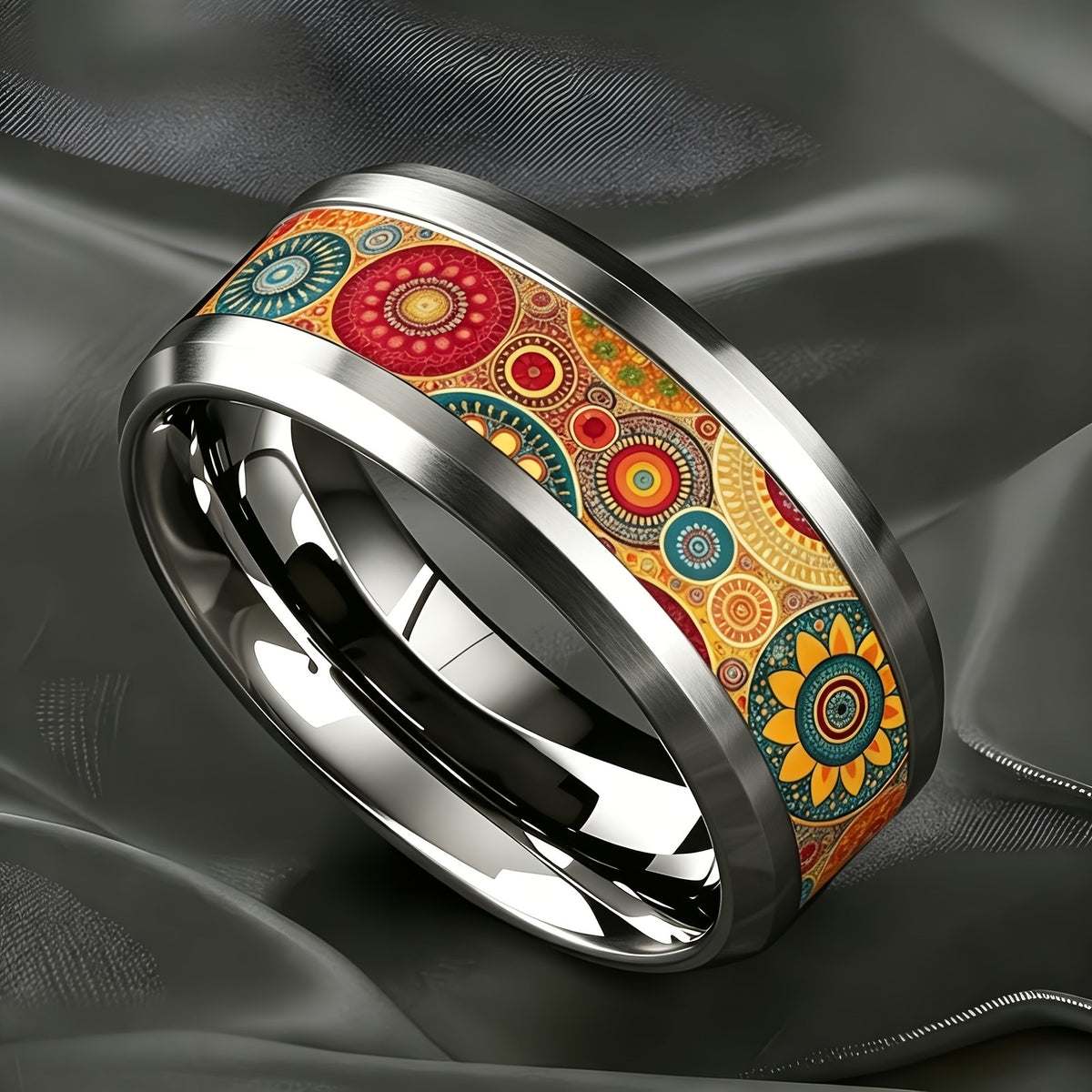 Colorful Sunflower Mandala Ring