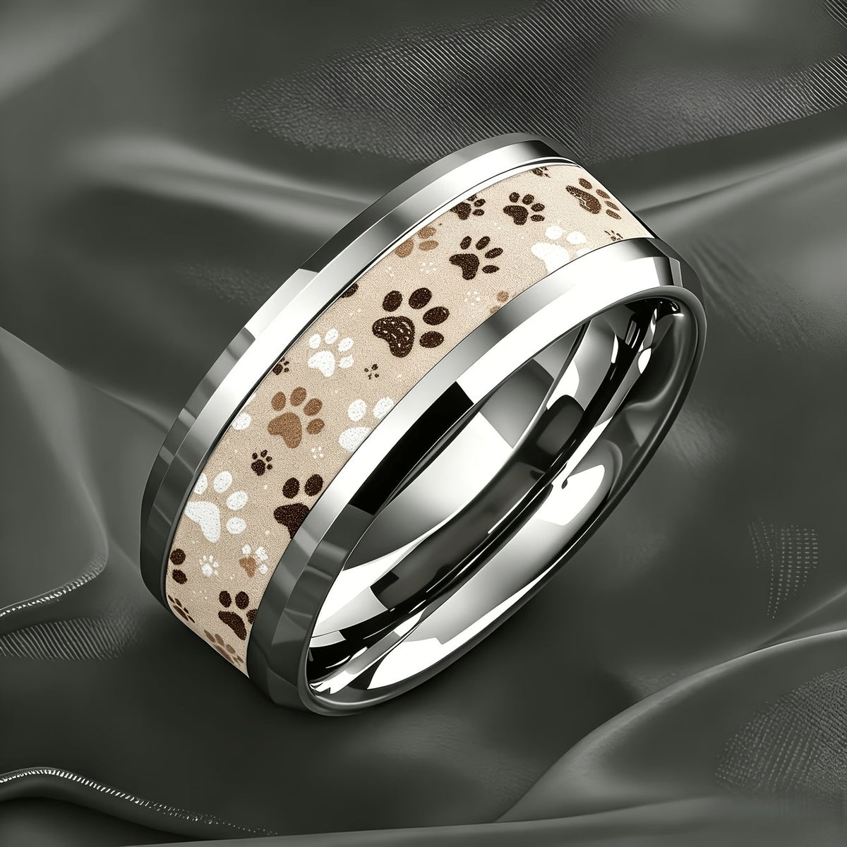 Brown & Cream Paw Print Ring