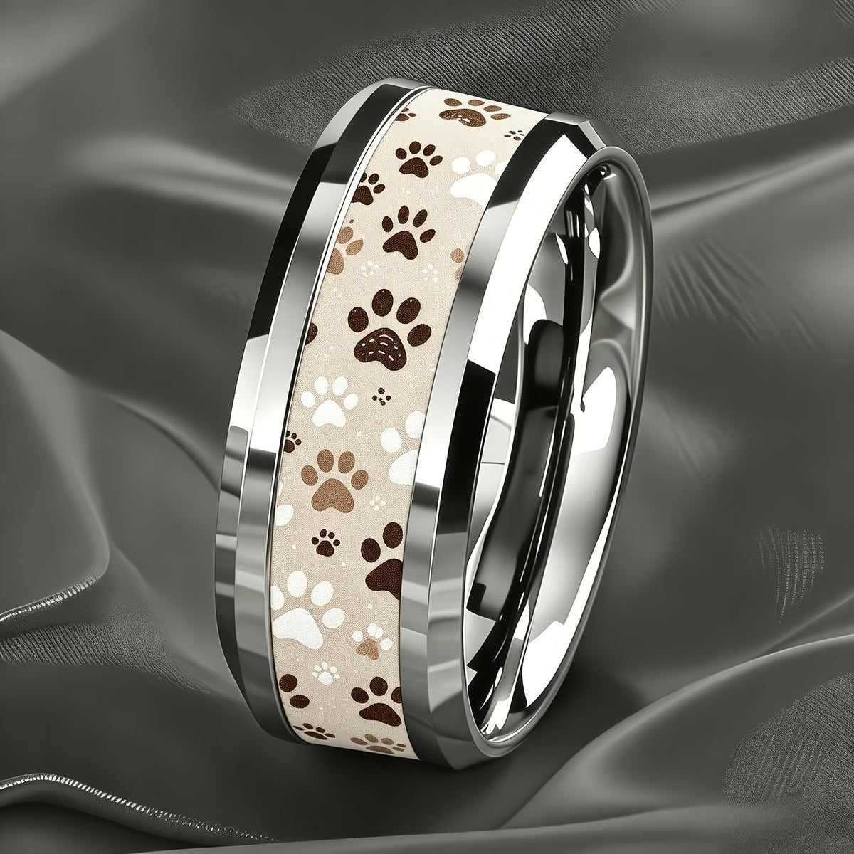 Brown & Cream Paw Print Ring