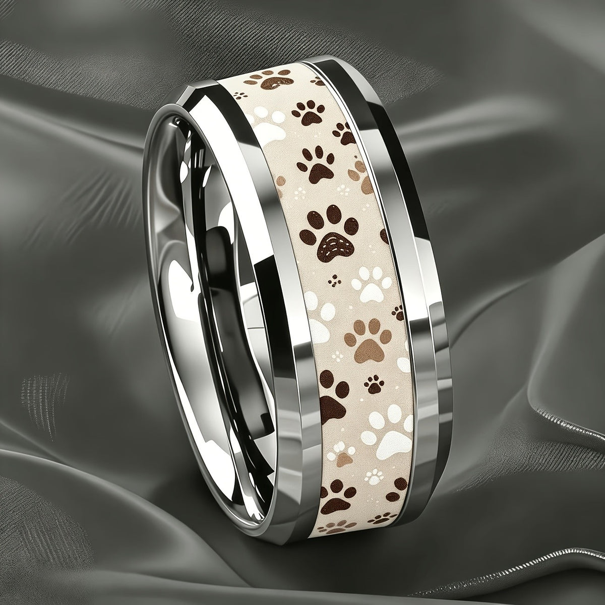 Brown & Cream Paw Print Ring