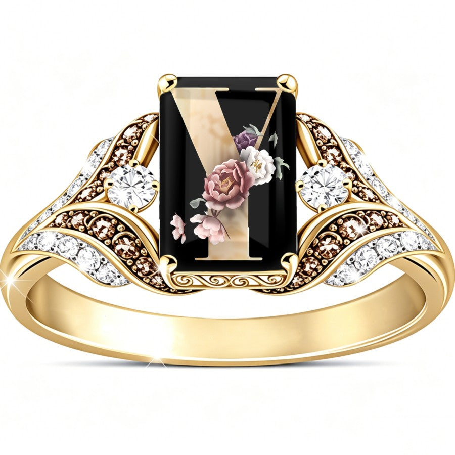 Floral V Square Ring