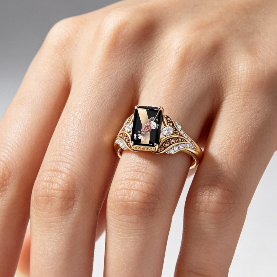 Floral V Square Ring