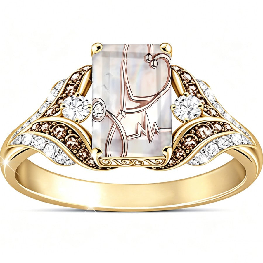 Heartbeat Line Square Ring