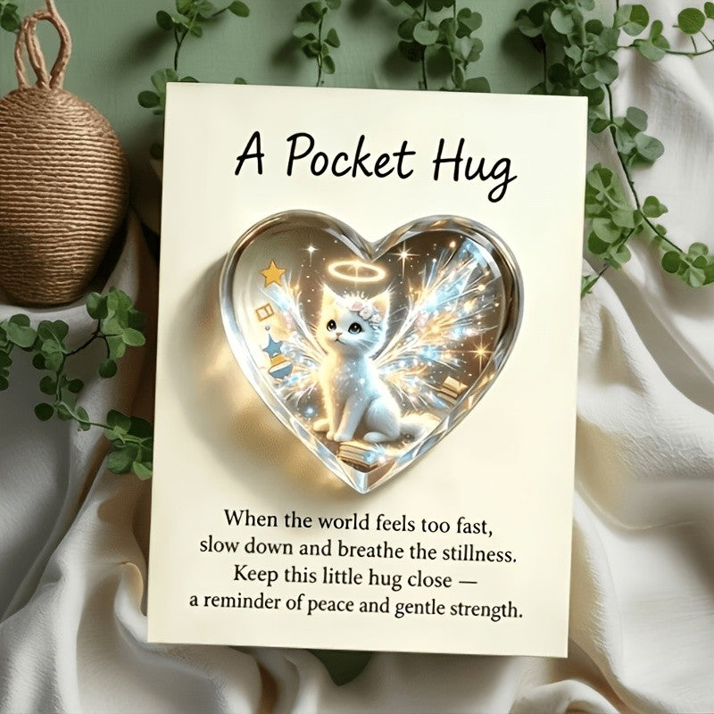Heart Angel Cat Pocket Hug