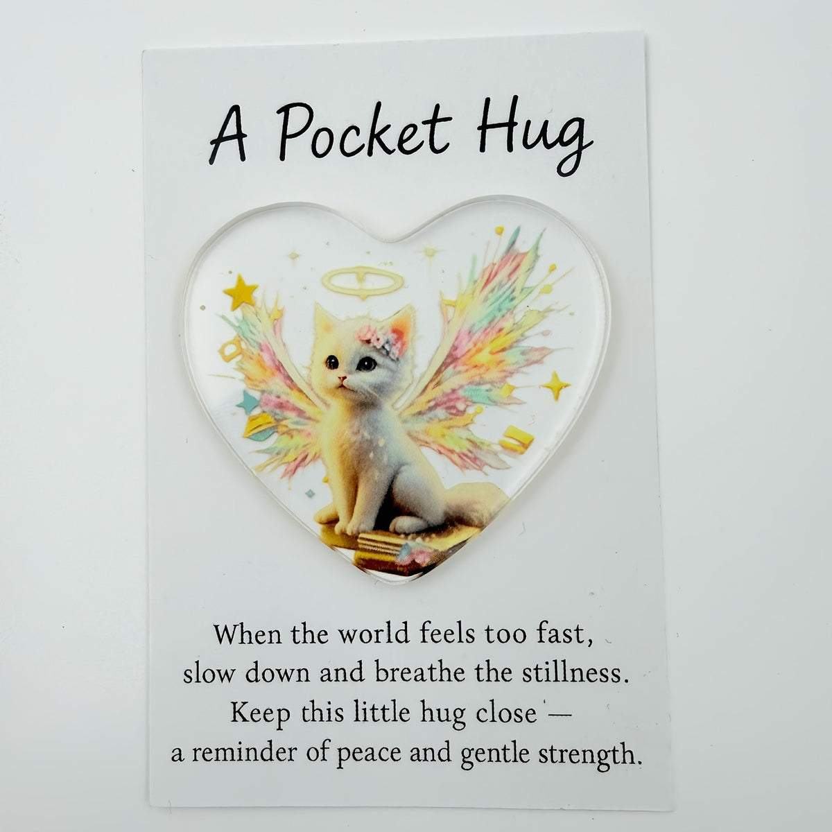 Heart Angel Cat Pocket Hug