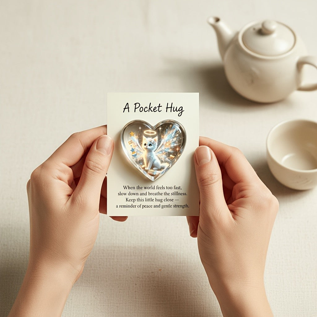 Heart Angel Cat Pocket Hug