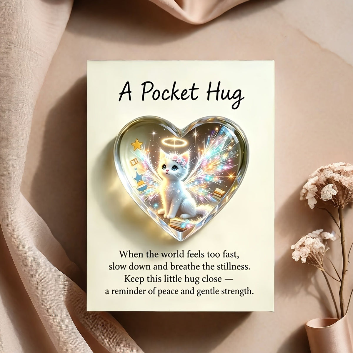Heart Angel Cat Pocket Hug
