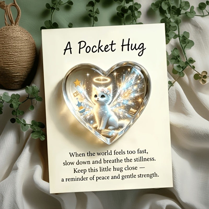 Heart Angel Cat Pocket Hug