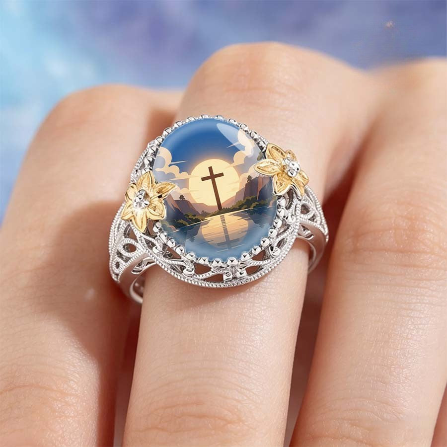 Sunset Cross Landscape Ring