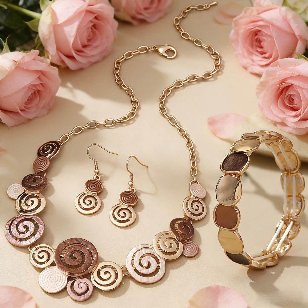Enamel Spiral Disc Jewelry Set