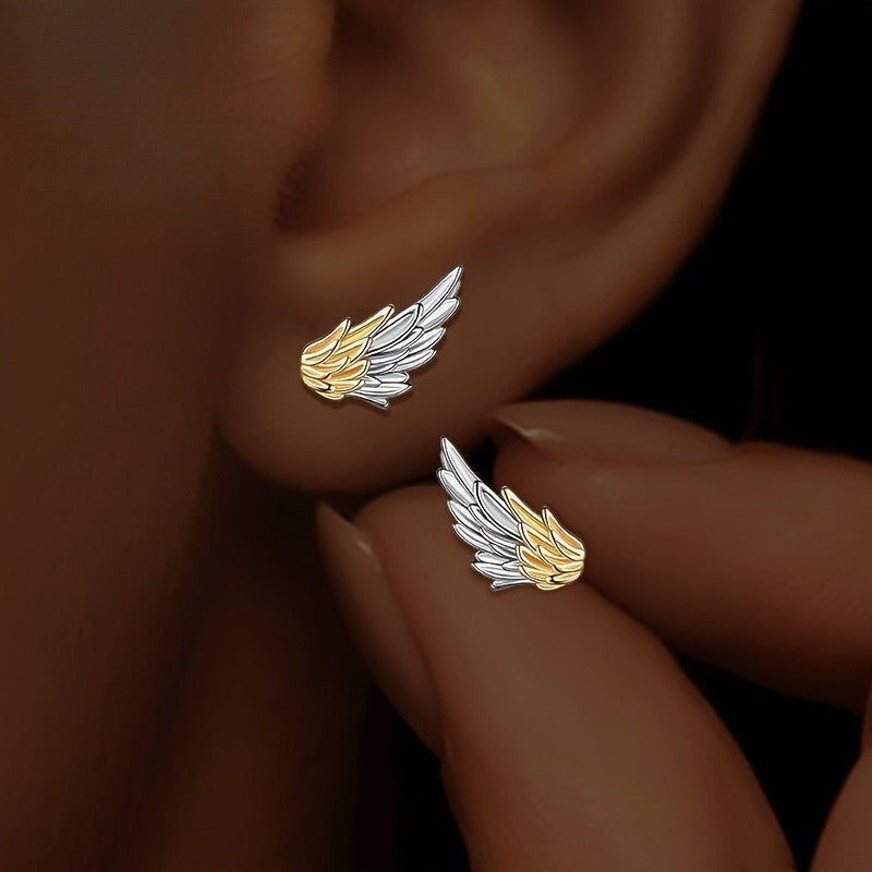 Two-Tone Wing Stud Earrings