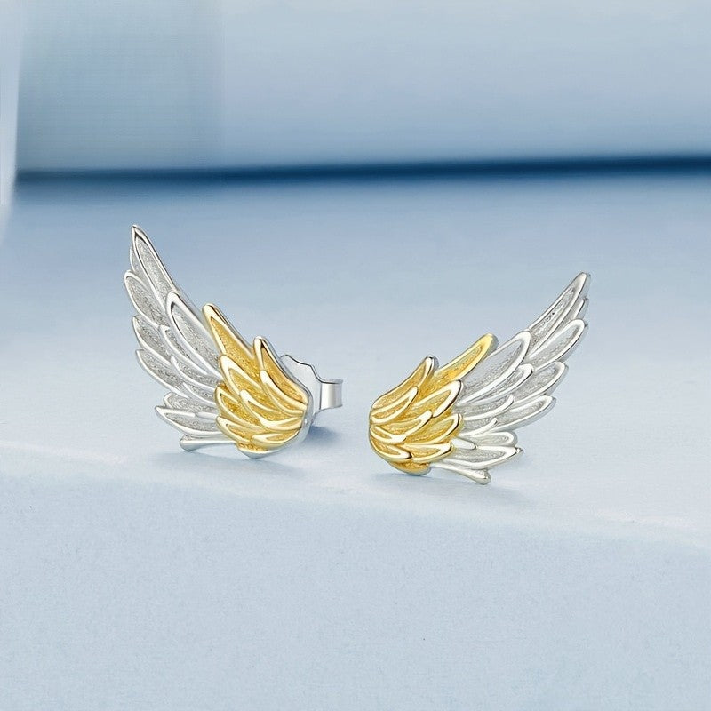 Two-Tone Wing Stud Earrings