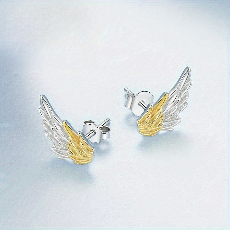 Two-Tone Wing Stud Earrings