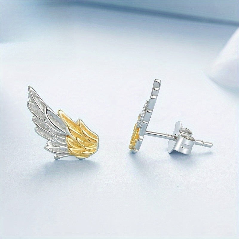 Two-Tone Wing Stud Earrings