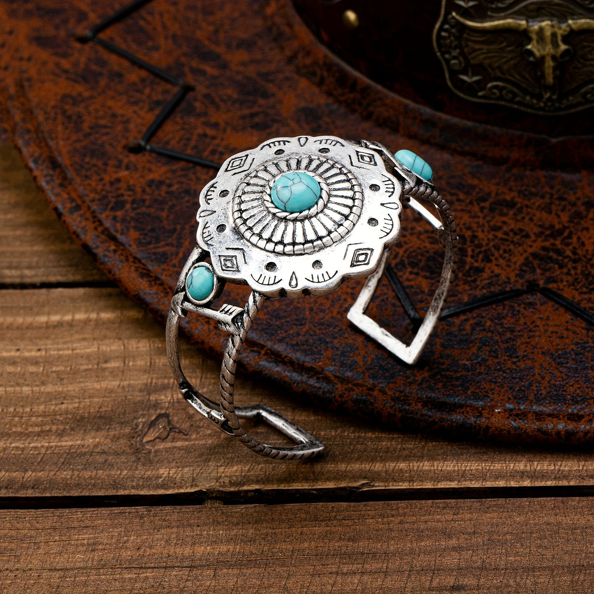 Geometric Turquoise Cuff Bangle