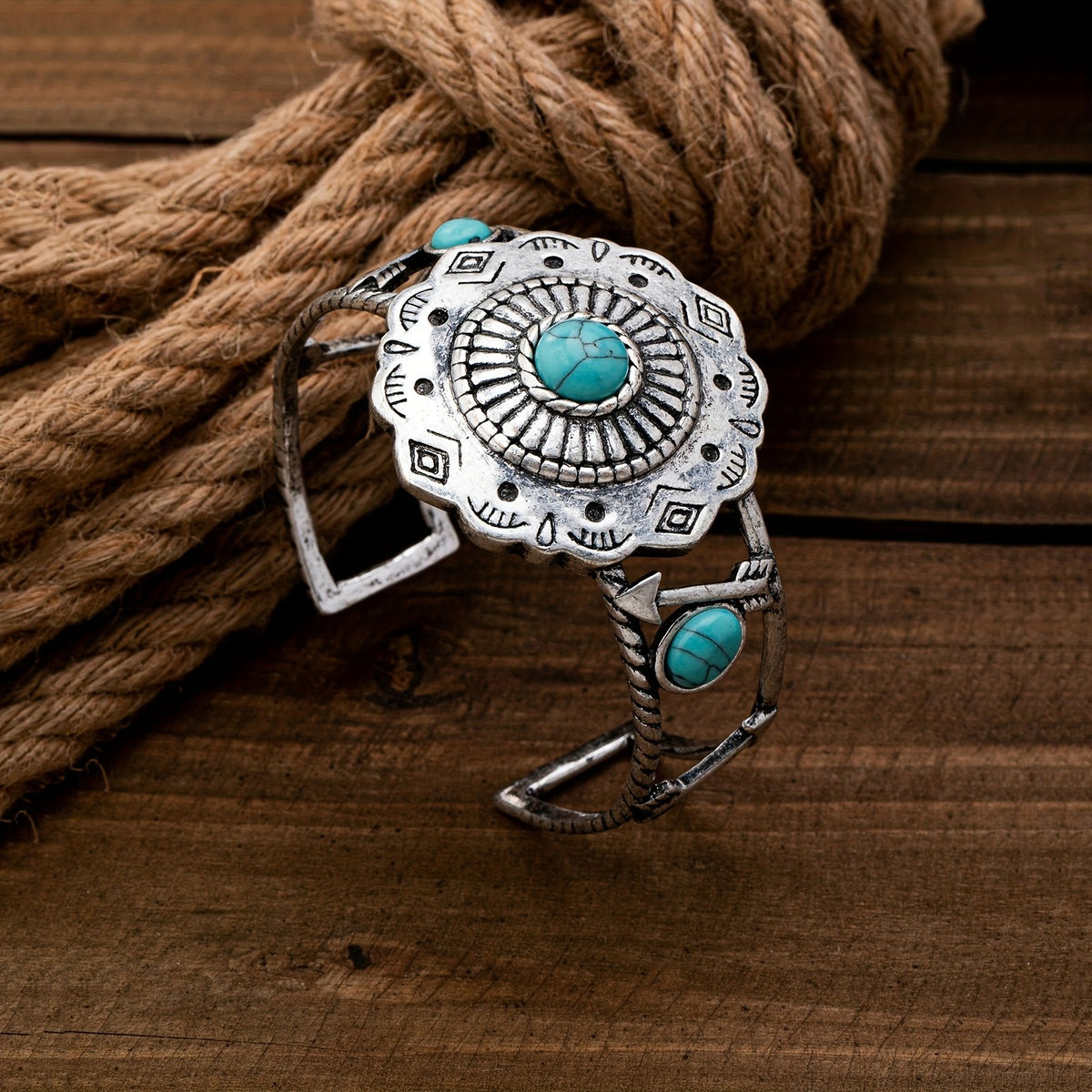 Geometric Turquoise Cuff Bangle
