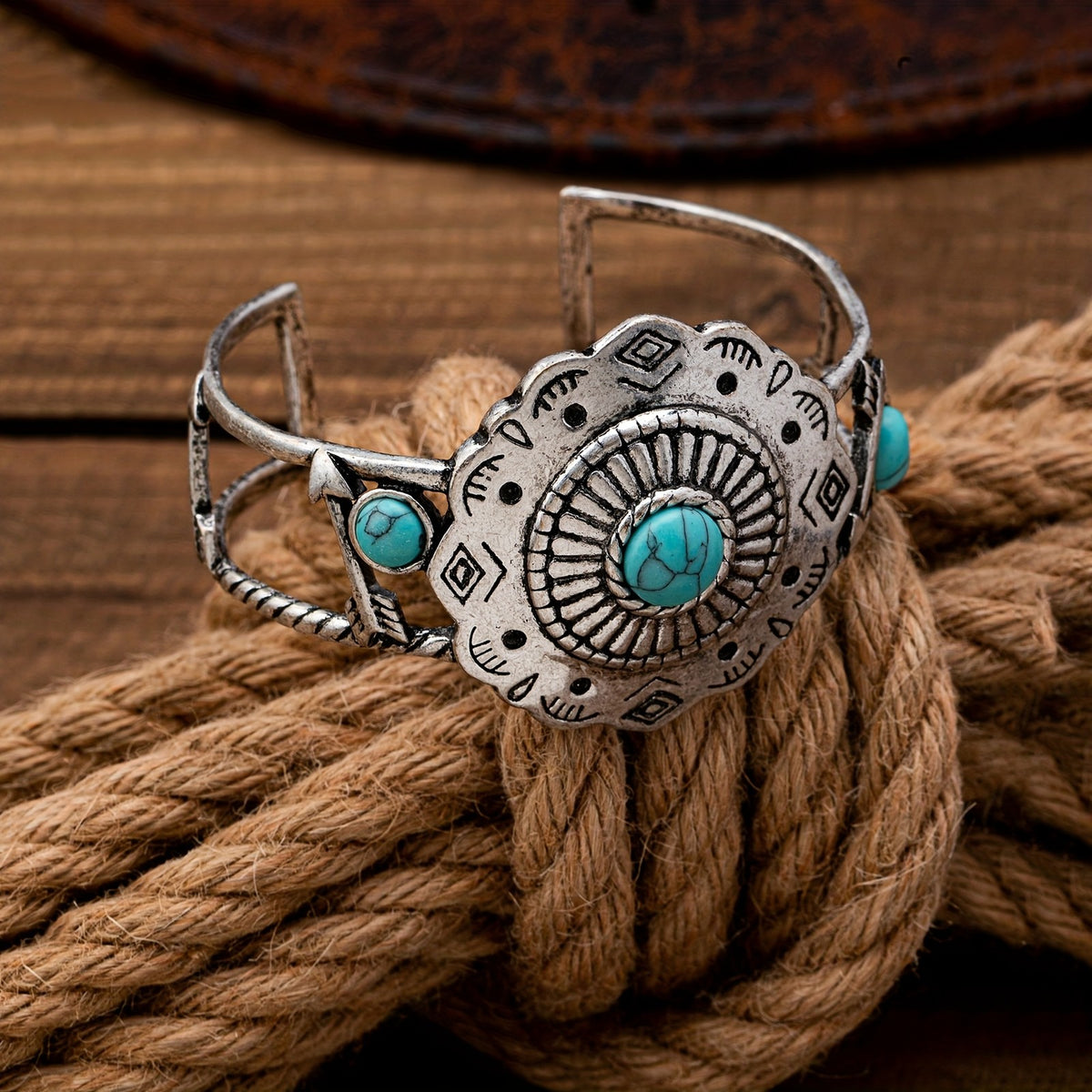Geometric Turquoise Cuff Bangle