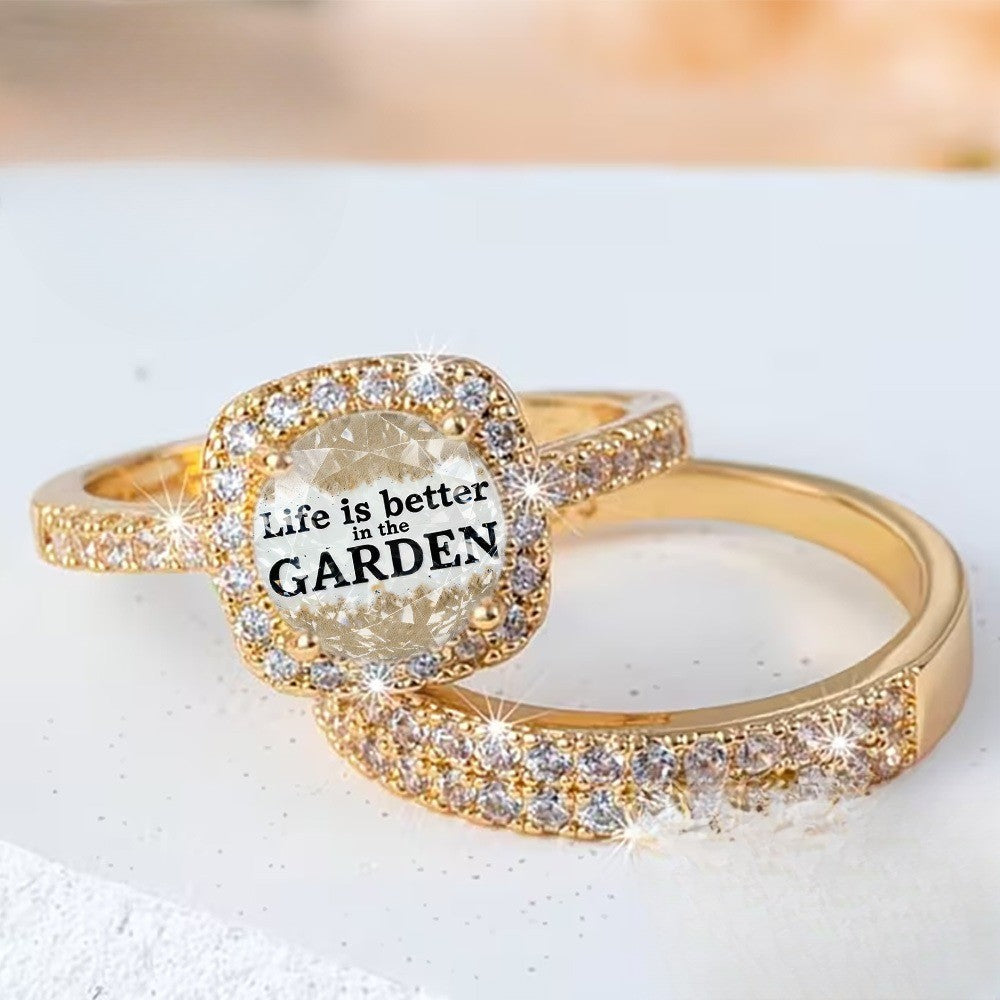 Garden Quote Square Ring Set