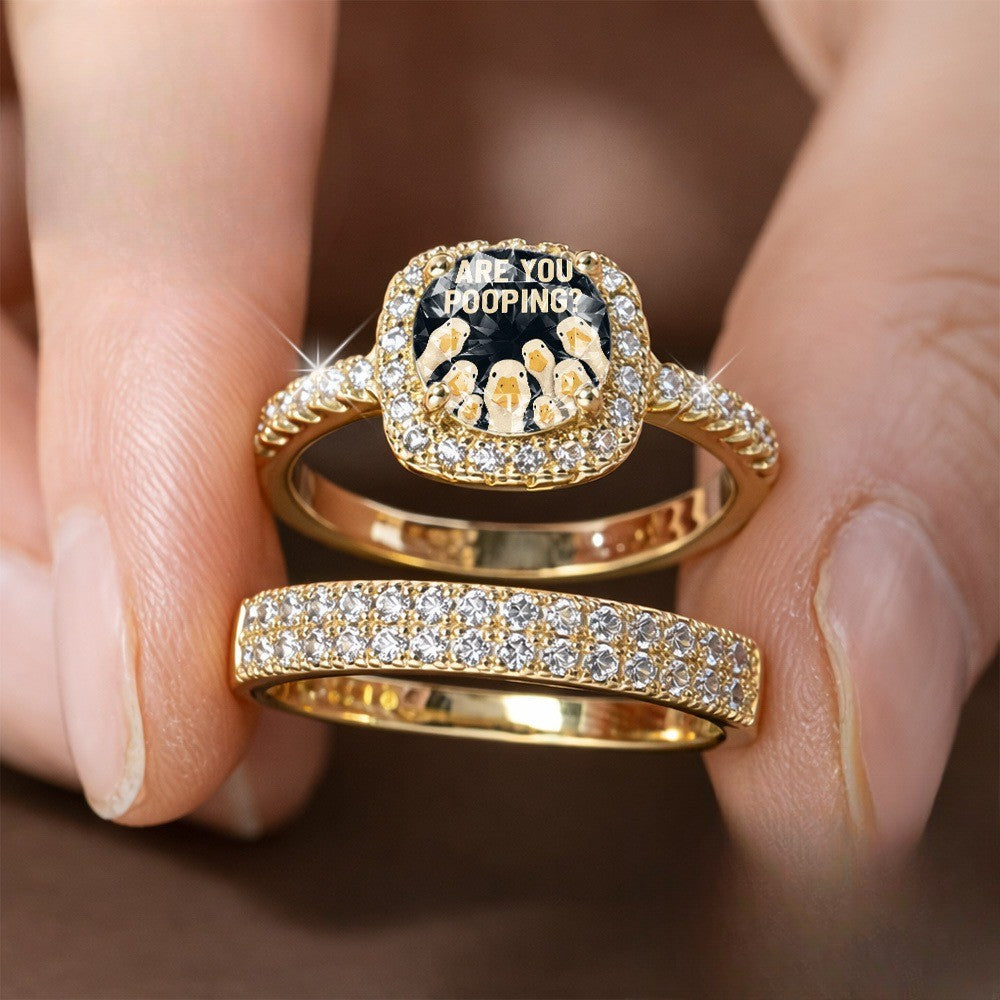 Square Duck Statement Ring Set