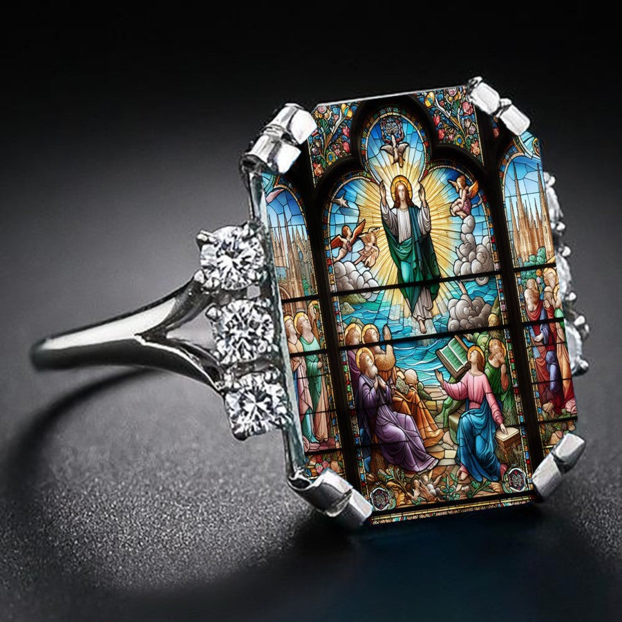 Stained Glass Ascension Rectangular Ring
