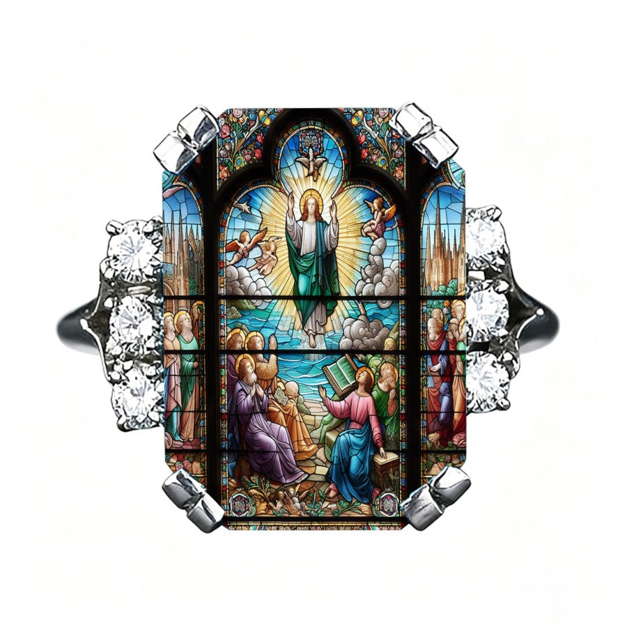Stained Glass Ascension Rectangular Ring