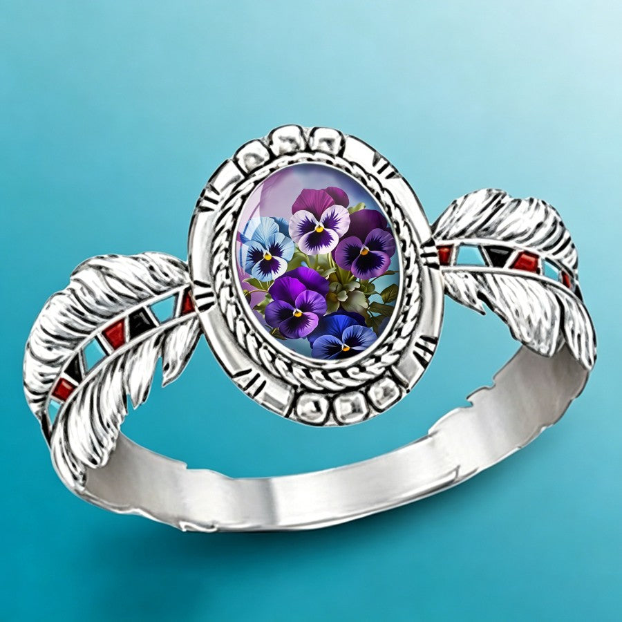 Pansy Feather Oval Ring
